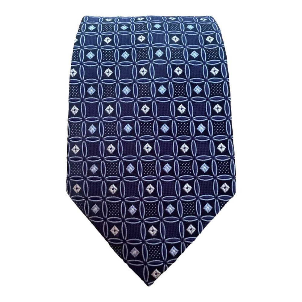 ARMANI COLLEZION Blue Geometric Silk Tie Made In Italy 60"-3".1/4 EX COND